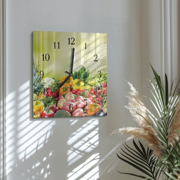Skleněné hodiny na stěnu Zelenina zskc-30x30-00181064
