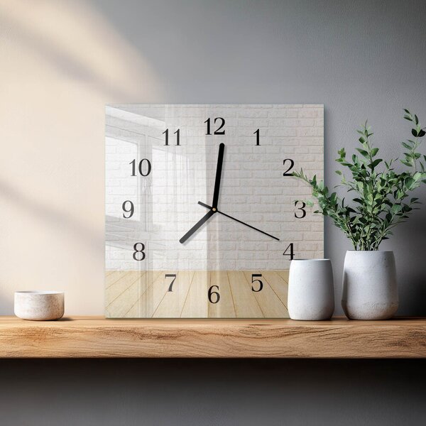 Skleněné hodiny na stěnu Cihlový zskc-30x30-00179832