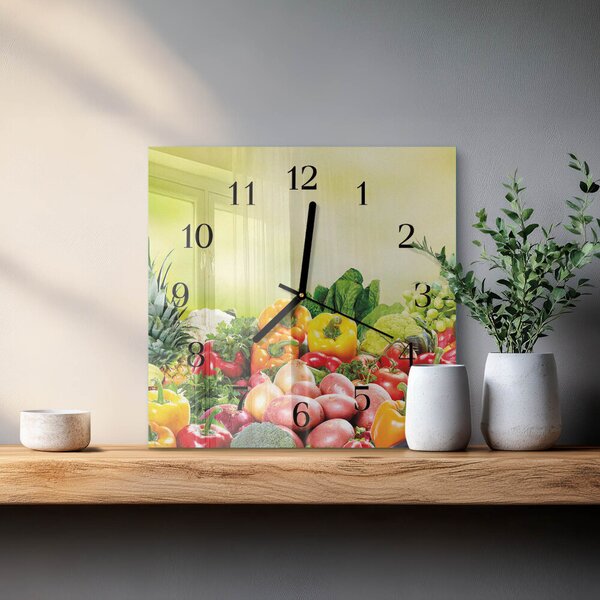 Skleněné hodiny na stěnu Zelenina zskc-30x30-00181064