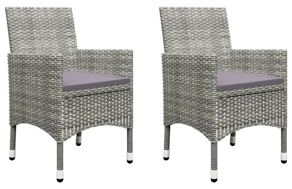 3dílný zahradní bistro set polyratan a tvrzené sklo šedý