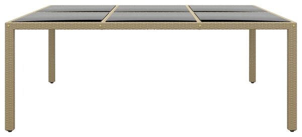 Zahradní stůl 200 x 150 x 75 cm tvrzené sklo a polyratan béžový