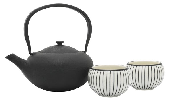 Bílo-černá porcelánovo-litinová čajová souprava Shanxi – Bredemeijer