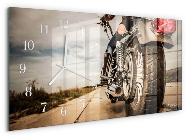 Skleněné hodiny horizontální Motorka zsppb-60x30-00295282