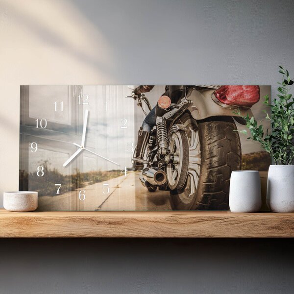 Skleněné hodiny horizontální Motorka zsppb-60x30-00295282