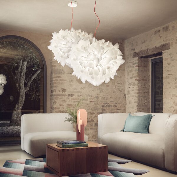 SLAMP VELSL00FLG01R00000EU Veli Foliage Large, závěsné designové svítidlo s červeným kabelem, 4x12W E27, prům. 55cm