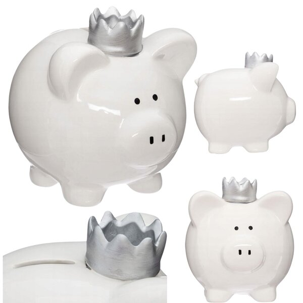 Keramická pokladnička White Queen Pig 14,5x16x14,5 cm