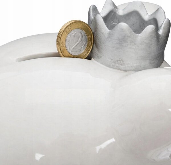 Keramická pokladnička White Queen Pig 14,5x16x14,5 cm