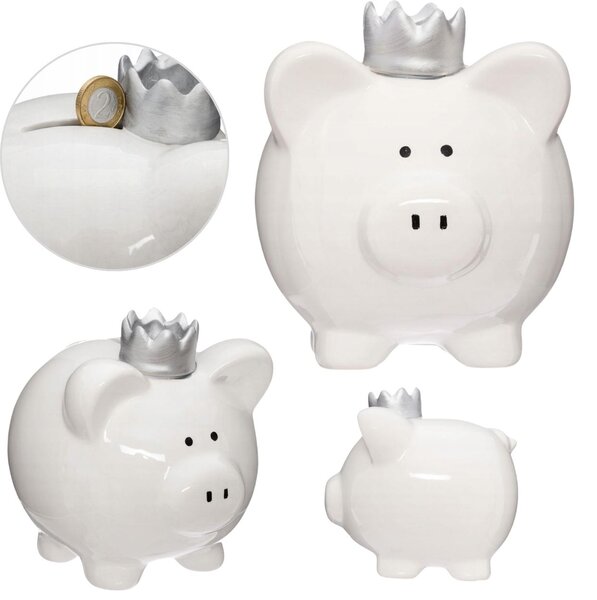 Keramická pokladnička White Queen Pig 14,5x16x14,5 cm