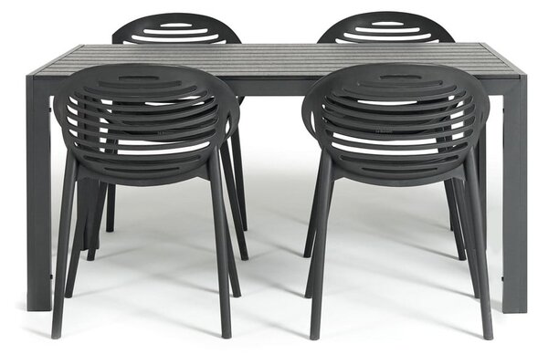 Zahradní jídelní set pro 4 osoby s černou židlí Joanna a stolem Viking, 90 x 150 cm