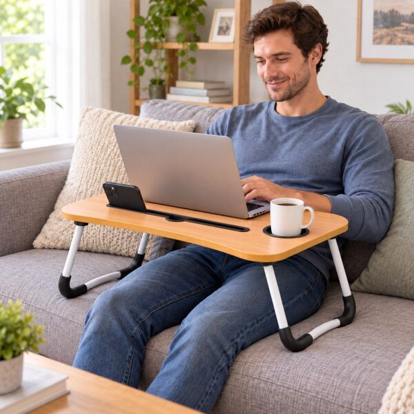 Stolek na notebook 60x40 cm SPRINGOS HA4011 světle hnědý