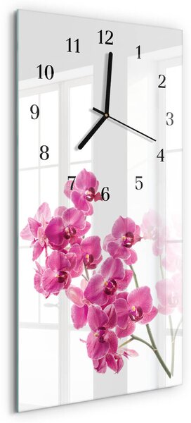 Skleněné hodiny vertikální Orchideje zsppc-30x60-00175514