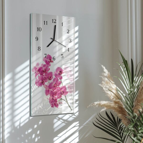 Skleněné hodiny vertikální Orchideje zsppc-30x60-00175514