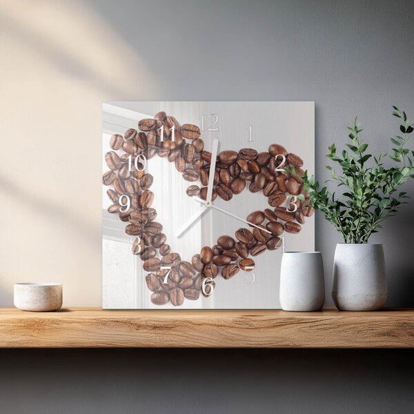 Skleněné hodiny Kávová zrna zskb-30x30-00093720