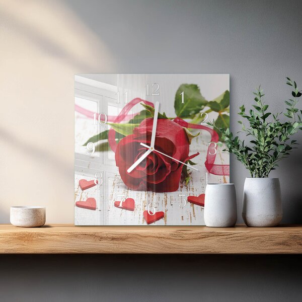 Skleněné hodiny Růže zskb-30x30-00086943