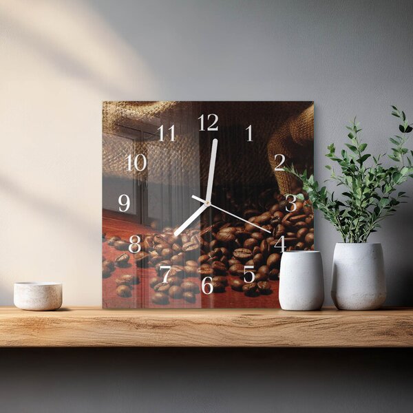 Skleněné hodiny Kávová zrna zskb-30x30-00079262