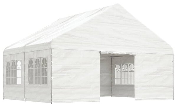 Altán se střechou bílý 4,46 x 5,88 x 3,75 m polyethylen