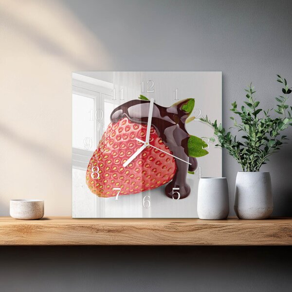 Skleněné hodiny Jahodová čokoláda zskb-30x30-00082901