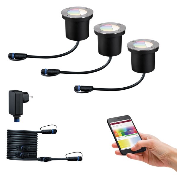 Paulmann 94275 Plug&Shine základní set zápustných venkovních svítidel RGBW 3x3,6W LED, IP65 ZigBee