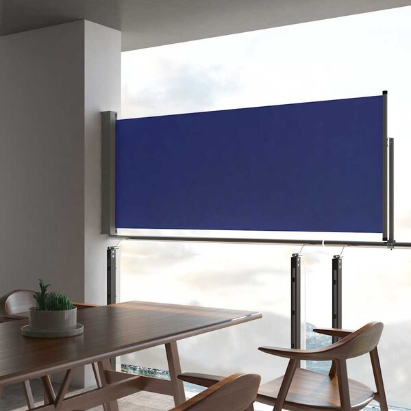 Zatahovací boční markýza / zástěna na terasu 100 x 300 cm modrá