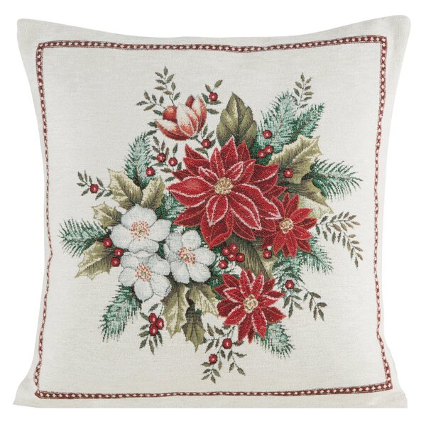 VÁNOČNÍ GOBELÍNOVÁ DEKORAČNÍ POVLAK NA POLŠTÁŘ MERRY5 45X45 CM VZOROVANÁ
