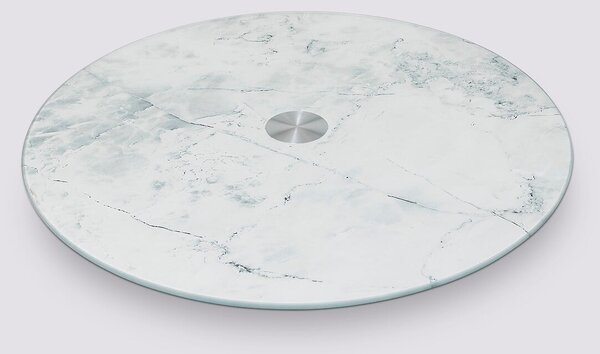 Skleněný otočný servírovací tác White Marble, (fi) 32 cm