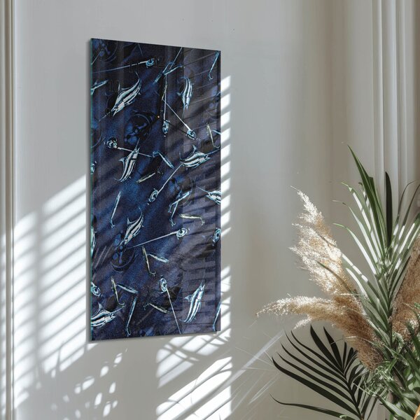 Skleněné hodiny vertikální Ryba zsppc-30x60-00174786