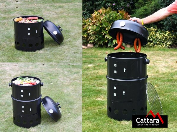 CATTARA Gril - udírna na dřevěné uhlí PISA 3in1 40cm