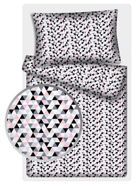 Povlečení hladká bavlna LUX - Pyramidy růžové 140x200+70x90