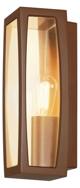 SLV 230657 Meridian box, nástěnné venkovní svítidlo, 1xE27 max. 25W, rezavá, 38cm, IP54