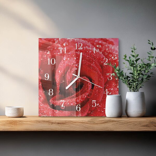 Skleněné hodiny Růže zskb-30x30-00079754
