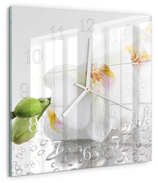 Skleněné hodiny Orchidej zskb-30x30-00058178