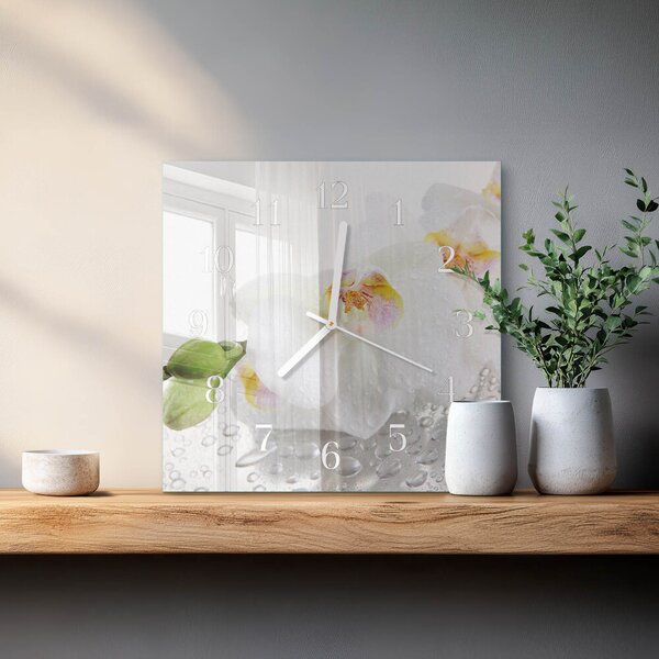 Skleněné hodiny Orchidej zskb-30x30-00058178