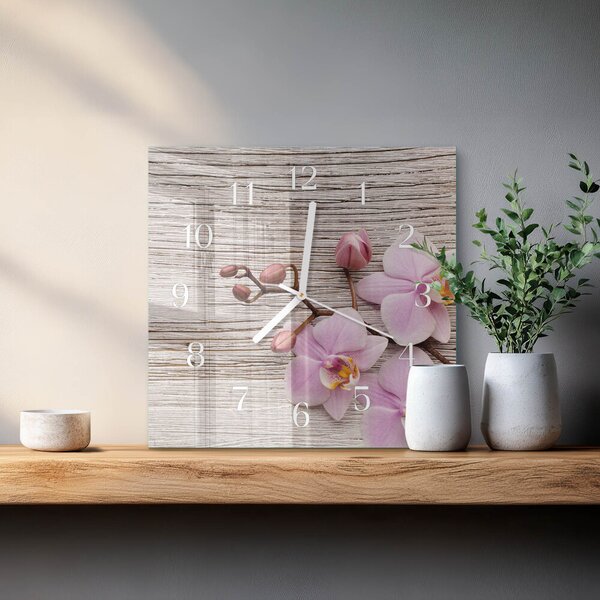 Skleněné hodiny Orchidej zskb-30x30-00058652