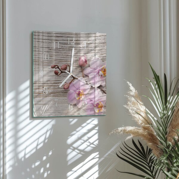 Skleněné hodiny Orchidej zskb-30x30-00058652
