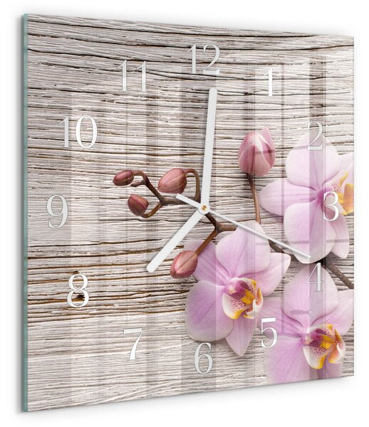 Skleněné hodiny Orchidej zskb-30x30-00058652