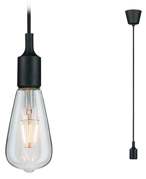 Paulmann 50346 Neordic Ketil 1, černé závěsné svítidlo, 1x max20W E27, IP44