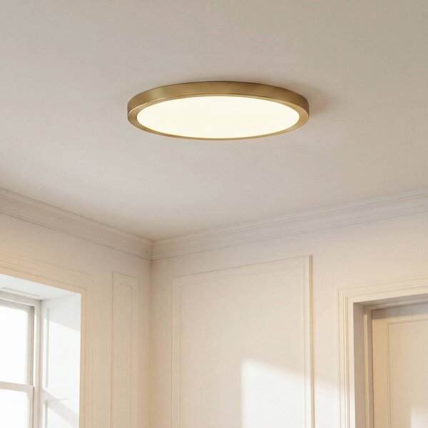 Lindby LED stropní svítidlo Sorela, Ø 40 cm, zlaté, stmívatelné, stmívatelný, Mosaz / zlato, Obývací pokoj / jídelna, kov, Moderní