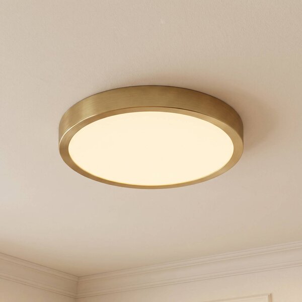 Lindby LED stropní svítidlo Sorela, Ø 24 cm, zlaté, stmívatelné, stmívatelný, Mosaz / zlato, Obývací pokoj / jídelna, kov, Moderní