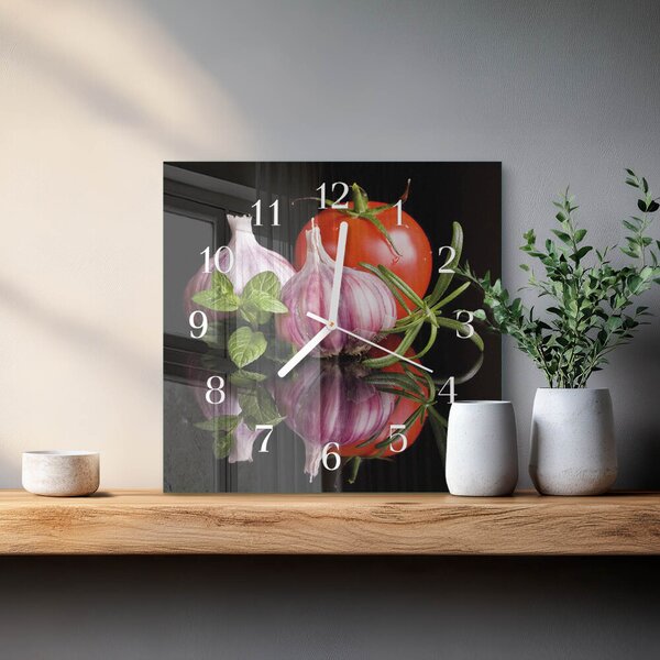 Skleněné hodiny Rajčatový česnek zskb-30x30-00092465