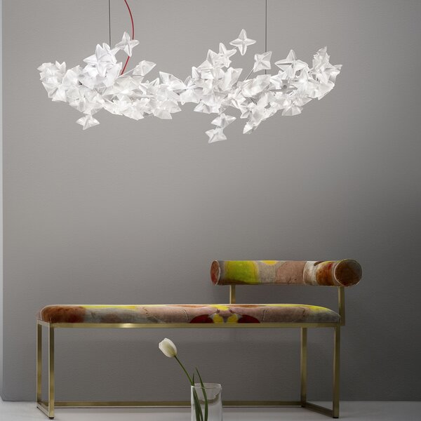 SLAMP HANSL00PRS01R00000EU Hanami Large, závěsné květinové svítidlo, 10x5W LED G9 3000K stmívatelné, délka 96cm, červený kabel