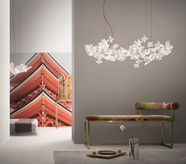 SLAMP HANSL00PRS01T00000EU Hanami Large, závěsné květinové svítidlo, 10x5W LED G9 3000K stmívatelné, délka 96cm, čirý kabel
