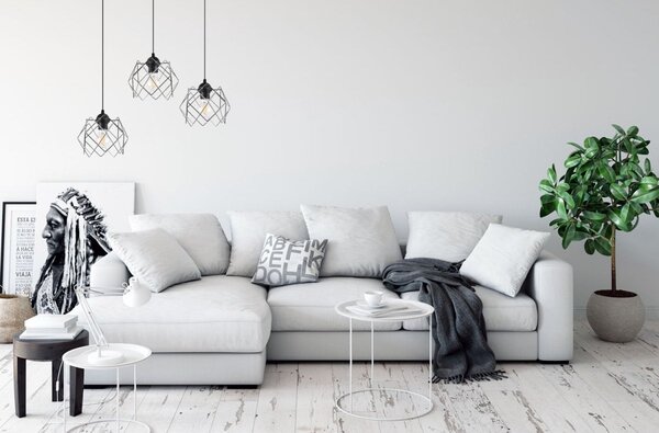 Závěsné svítidlo Stella, 3x chromové drátěné stínítko