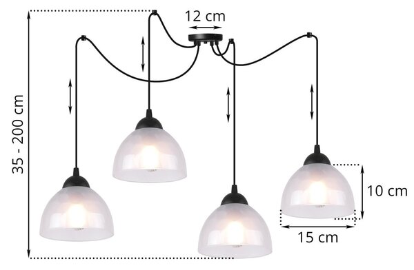 Závěsné svítidlo Venice Spider, 4x mléčné skleněné stínítko