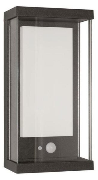 NOVA LUCE venkovní nástěnné svítidlo BAY antracitový hliník čiré sklo a akrylový difuzor LED 1.5W 3000K 3.7V 87st. IP65 solární / vypínač na těle / pohybové čidlo 9120711