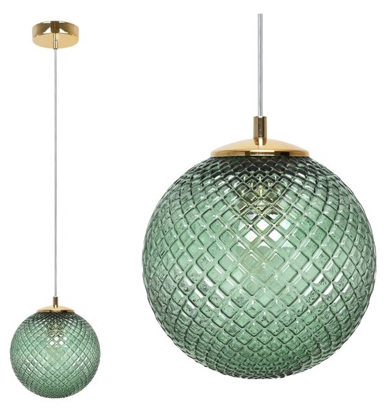 Závěsné svítidlo Cannes, 1x zelené skleněné stínítko (fi 18 cm), G
