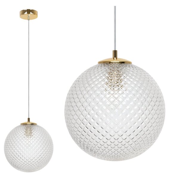 Závěsné svítidlo Cannes, 1x čiré skleněné stínítko (fi 25 cm), G
