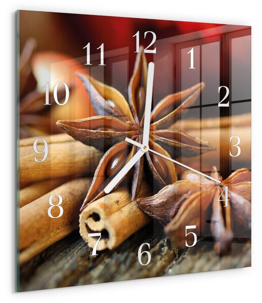 Skleněné hodiny Anýzová skořice zskb-30x30-00090957