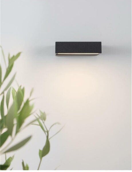 NOVA LUCE venkovní nástěnné svítidlo BRIN antracitový hliník čiré sklo LED 10W 3000K 200-240V 101st. IP65 9160101