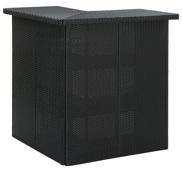 Rohový barový stolek Bron - 100x50x105 cm - polyratan | černý