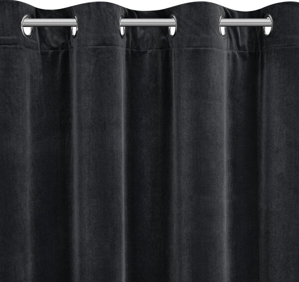 ZATEMŇOVACÍ ZÁVĚS (100%) NA KROUŽCÍCH NITA 140X250 CM ČERNÁ